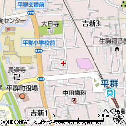 奈良県生駒郡平群町吉新周辺の地図
