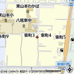 大阪府八尾市東町周辺の地図