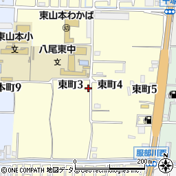 大阪府八尾市東町周辺の地図