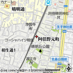 大阪府大阪市阿倍野区阿倍野元町周辺の地図