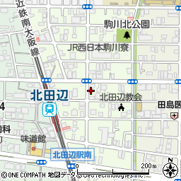 東住吉駒川一郵便局周辺の地図