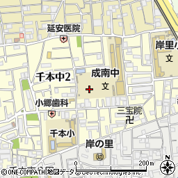 大阪府大阪市西成区千本中周辺の地図