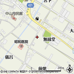 愛知県田原市中山町（前畑）周辺の地図