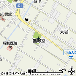 愛知県田原市中山町無縁堂周辺の地図