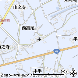 愛知県田原市大草町西高尾周辺の地図