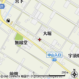 愛知県田原市中山町大堀周辺の地図