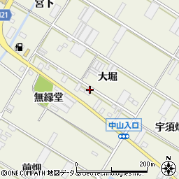 愛知県田原市中山町（大堀）周辺の地図