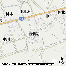 愛知県田原市南神戸町西浜辺23周辺の地図