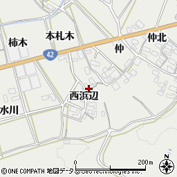 愛知県田原市南神戸町西浜辺30周辺の地図