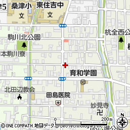 大阪府大阪市東住吉区西今川1丁目周辺の地図