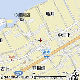 愛知県田原市高木町（中畑下）周辺の地図