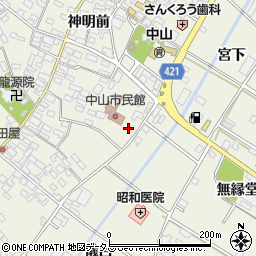 愛知県田原市中山町神明前153周辺の地図