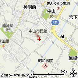 愛知県田原市中山町神明前156周辺の地図