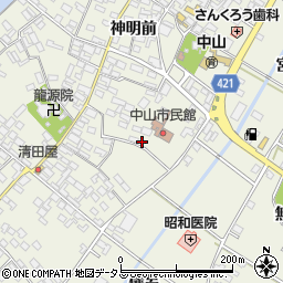 愛知県田原市中山町神明前158周辺の地図
