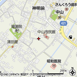 愛知県田原市中山町神明前159周辺の地図