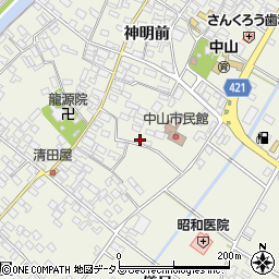 愛知県田原市中山町神明前169周辺の地図