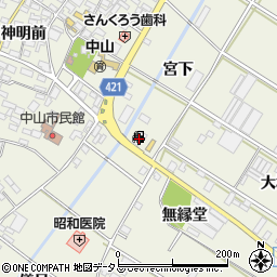 愛知県田原市中山町宮下7-6周辺の地図