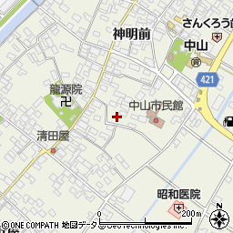 愛知県田原市中山町神明前170周辺の地図