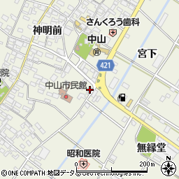 愛知県田原市中山町神明前148周辺の地図