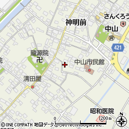 愛知県田原市中山町神明前171周辺の地図