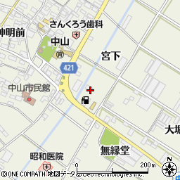 愛知県田原市中山町宮下7-1周辺の地図
