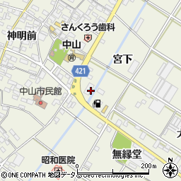 愛知県田原市中山町宮下周辺の地図