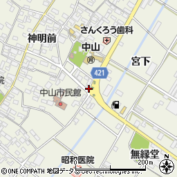 愛知県田原市中山町神明前3周辺の地図