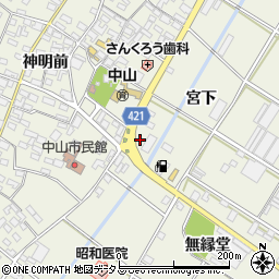 愛知県田原市中山町宮下12周辺の地図
