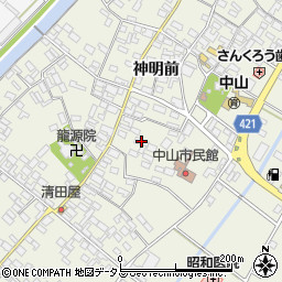 愛知県田原市中山町神明前168周辺の地図