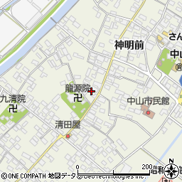 愛知県田原市中山町神明前206周辺の地図