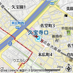 大阪府八尾市周辺の地図