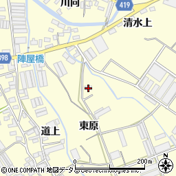 愛知県田原市八王子町東原周辺の地図