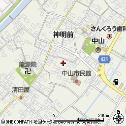 愛知県田原市中山町神明前178-2周辺の地図
