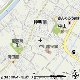 愛知県田原市中山町神明前178-2周辺の地図