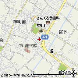 愛知県田原市中山町神明前4-2周辺の地図