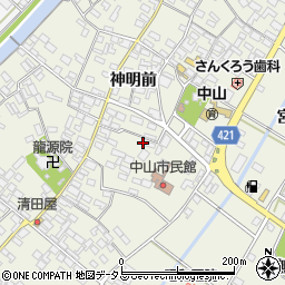 愛知県田原市中山町神明前180周辺の地図