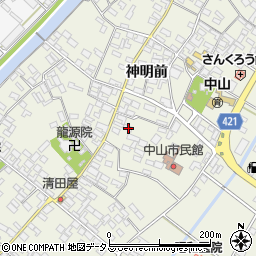 愛知県田原市中山町神明前176周辺の地図