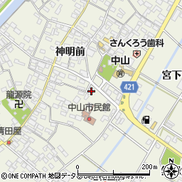 愛知県田原市中山町神明前143周辺の地図