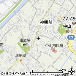 愛知県田原市中山町神明前175周辺の地図