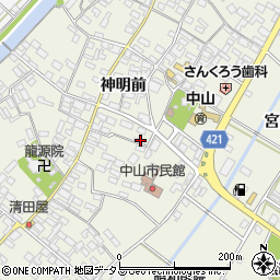 愛知県田原市中山町神明前163周辺の地図