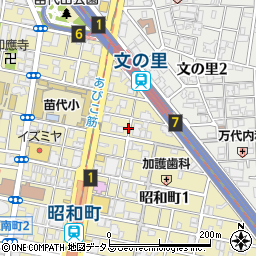 大阪市立　文の里駅・有料自転車駐車場周辺の地図