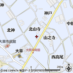 愛知県田原市大草町（北山寺）周辺の地図