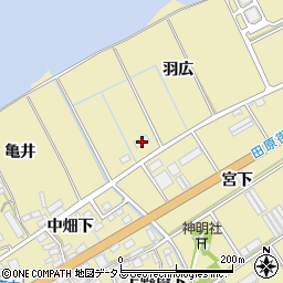 愛知県田原市高木町（羽広）周辺の地図