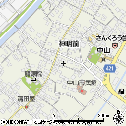 愛知県田原市中山町神明前185周辺の地図
