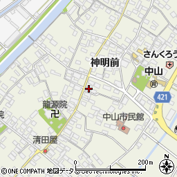 愛知県田原市中山町神明前186周辺の地図