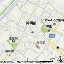 愛知県田原市中山町神明前183周辺の地図