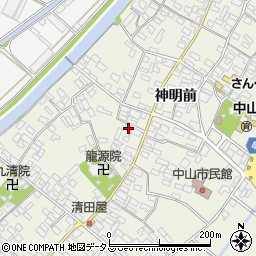 愛知県田原市中山町神明前211-1周辺の地図