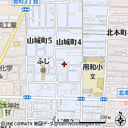大阪府八尾市山城町周辺の地図