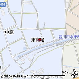 愛知県田原市大草町東高尾周辺の地図