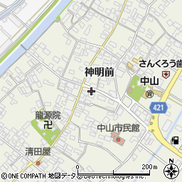 愛知県田原市中山町神明前136周辺の地図